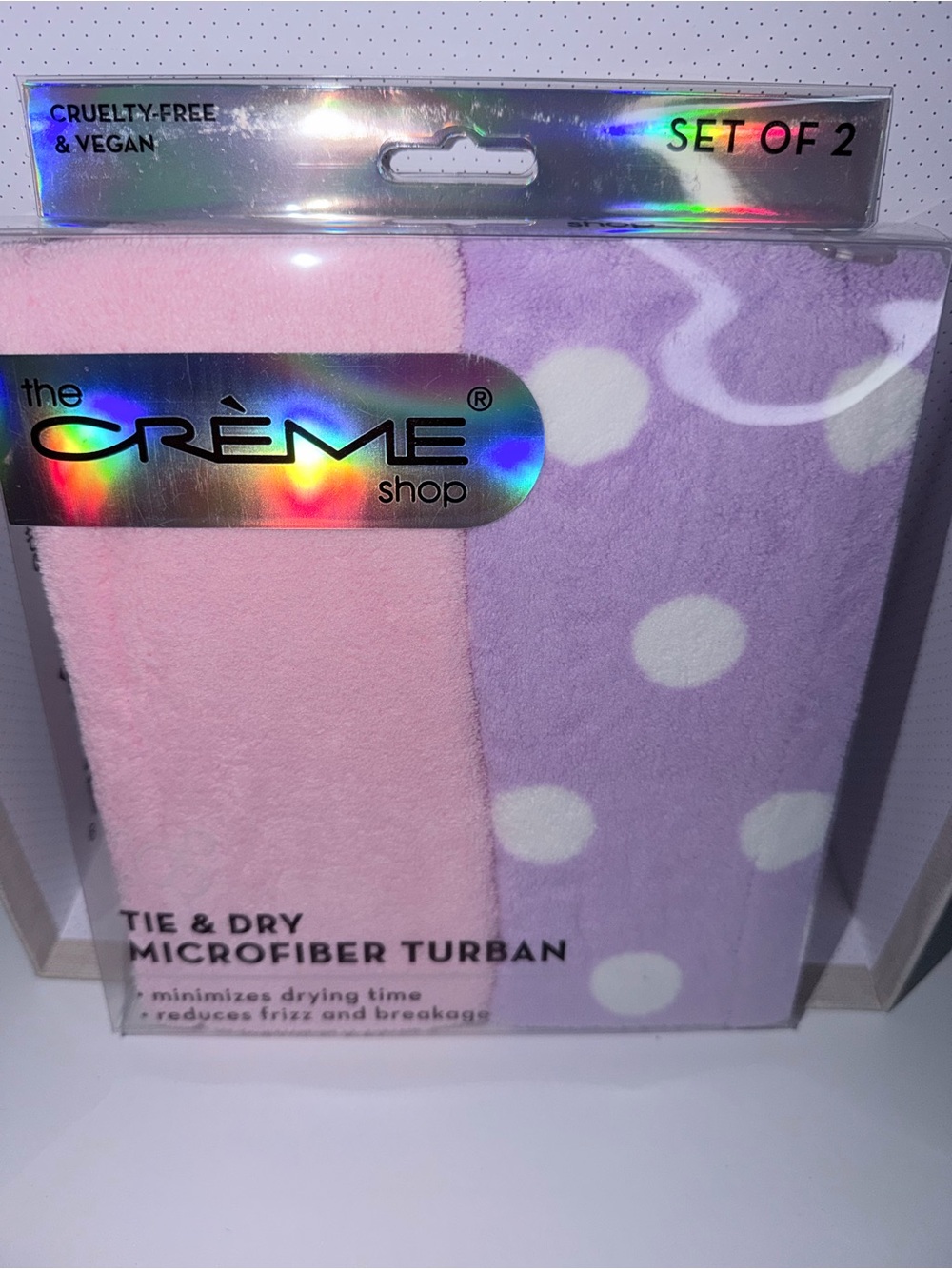 The Crème Shop Pink & Lavender Microfiber Hair Turban Set (2-Pack)